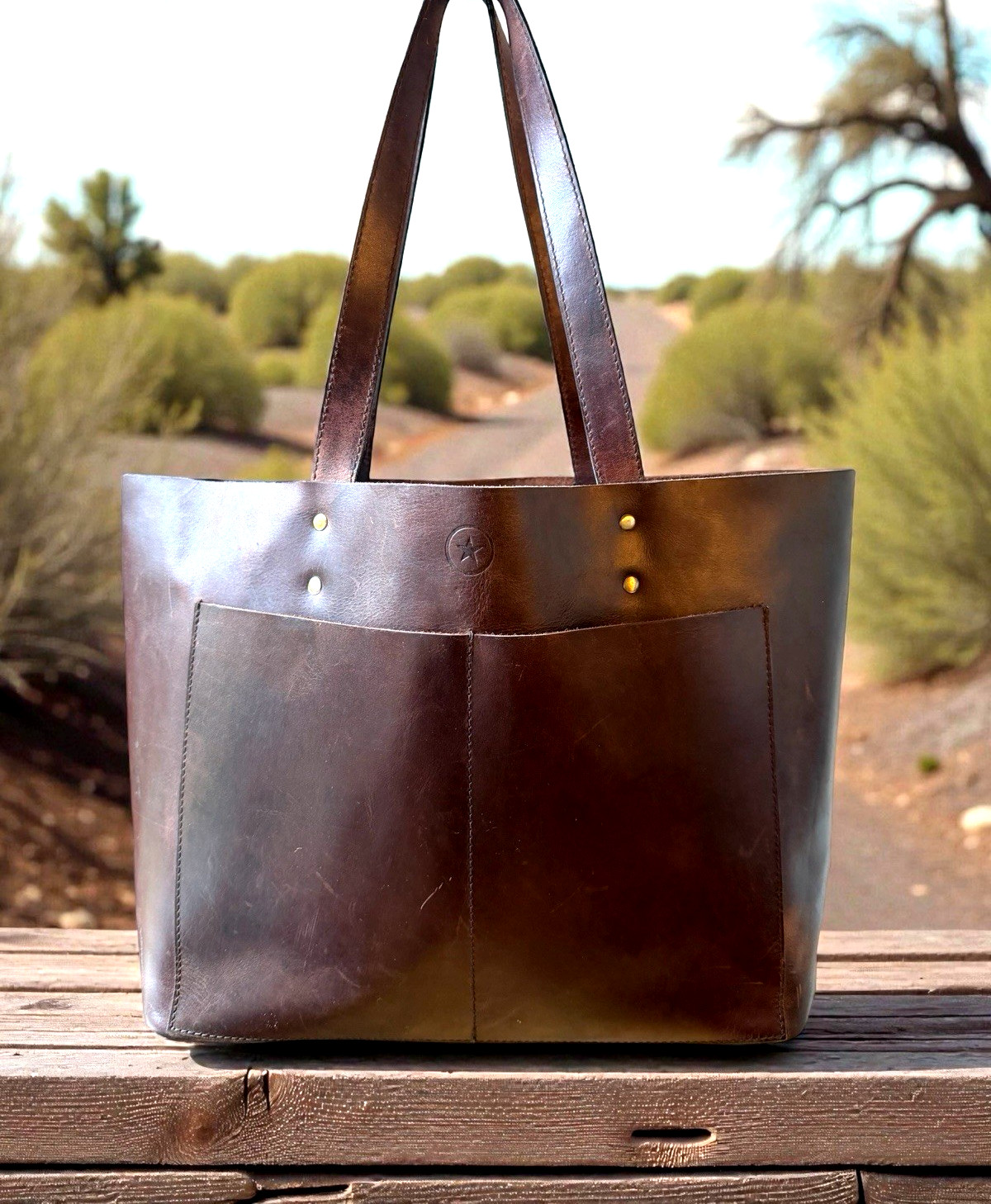Large Handcrafted Oil Tanned Brown Leather Tote Western Shoulder Bag Purse Boho
