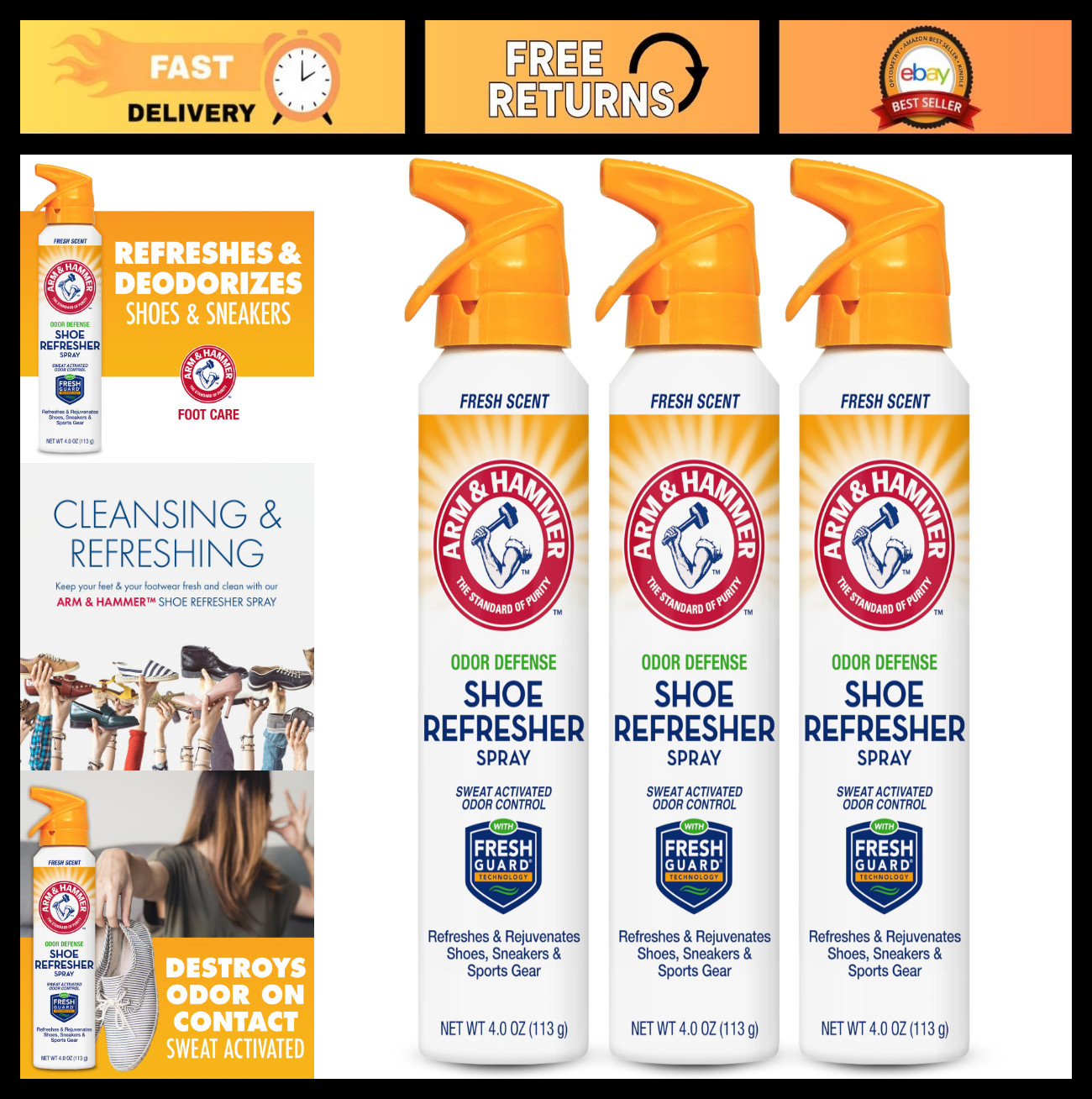 Multi-Purpose Shoe Deodorizer Spray – Odor Eliminator for All Footwear, 4 oz (3
