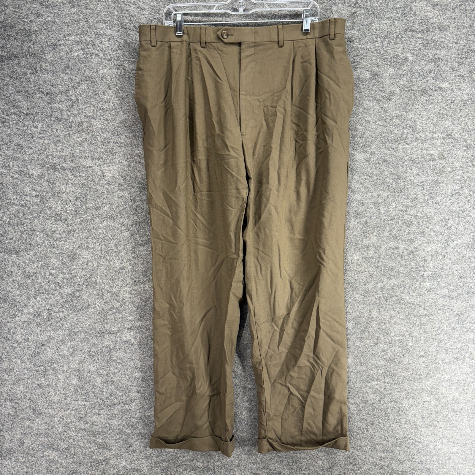 Ralph Lauren Dress Pants Men 38*30 Brown Mid Rise Flat Front Cuffed Wool Regular