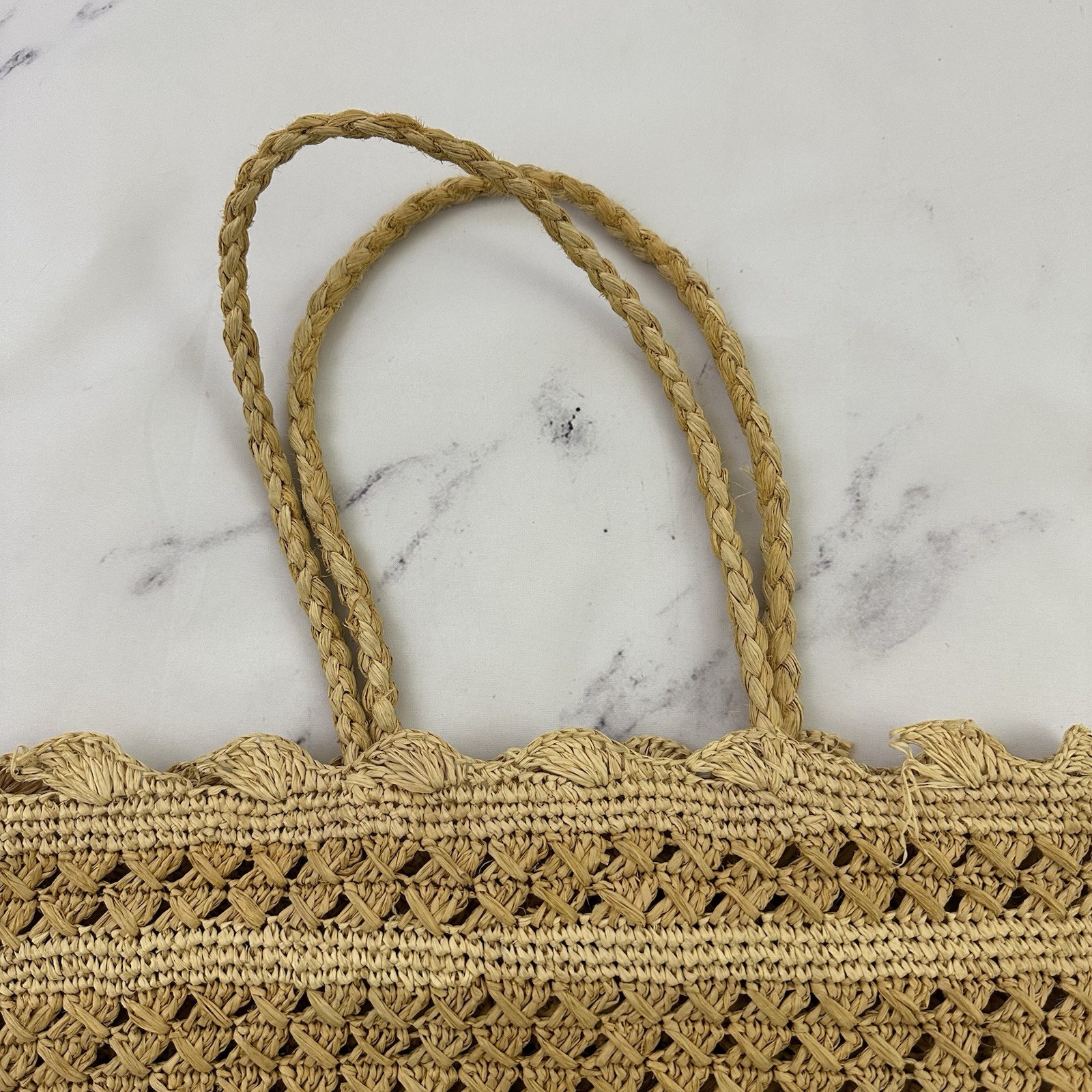 Mad Imports Madagascar Vintage Straw Woven Tote Bag Purse Boho Beach Tan