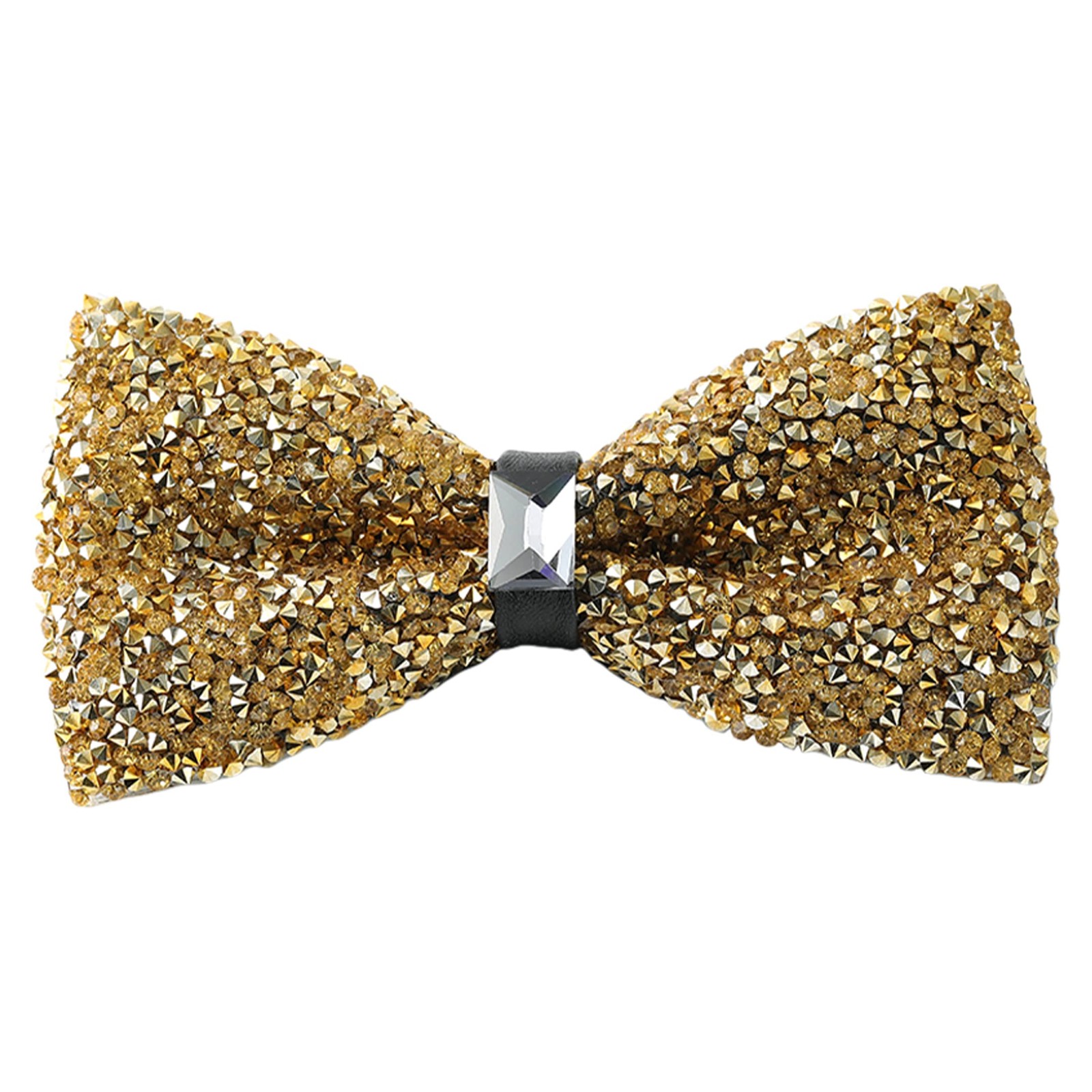 Gold Rhinestone Diamond Bow Tie – Pre Tied Sequin Bowties Length