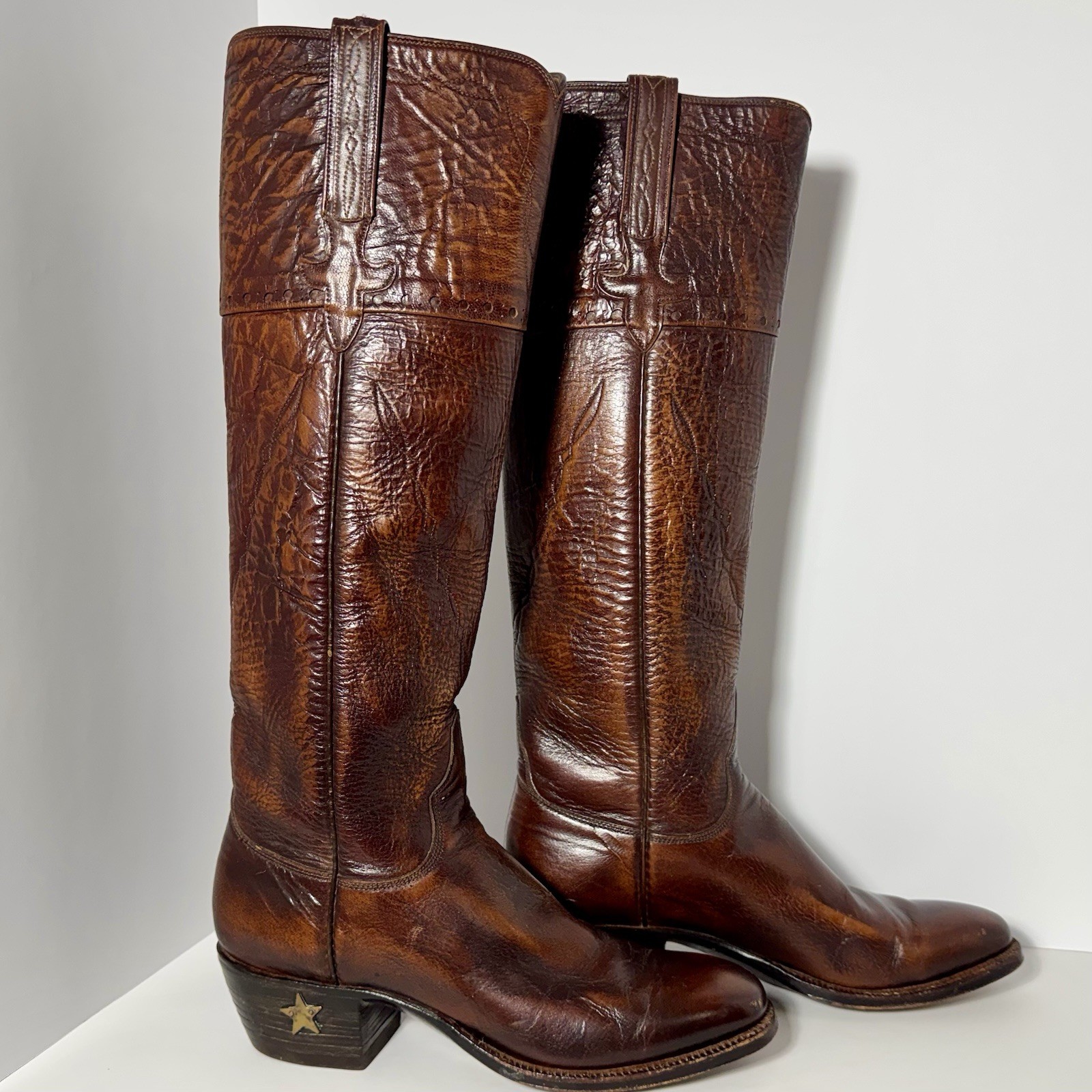 Lucchese 1883 Cutter Bill Cowgirl Boots 6.5A B/O Goat Leather Kennedy Pull On