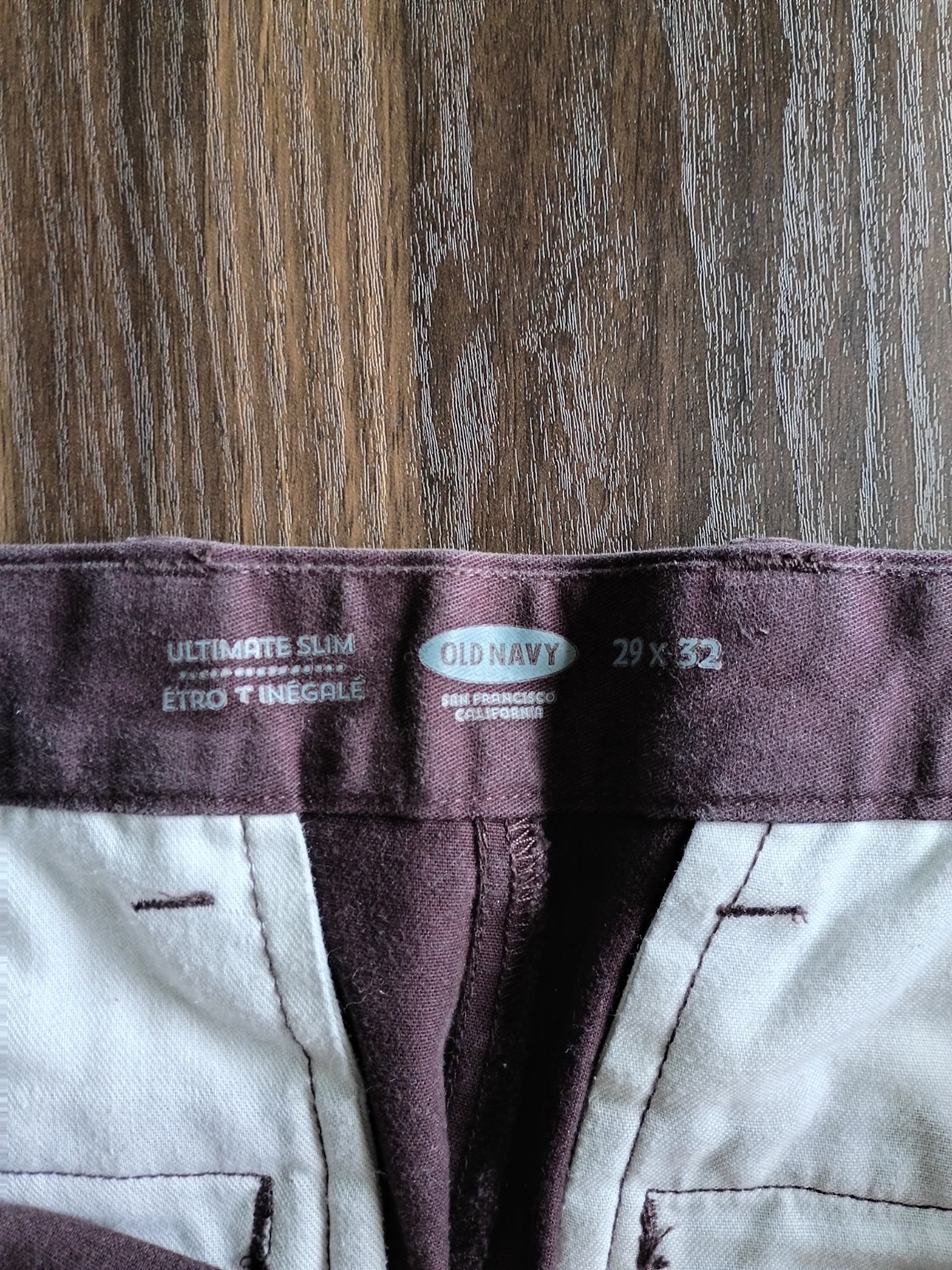 Old Navy Ultimate Slim Mens Burgundy Chino Pants 29×32