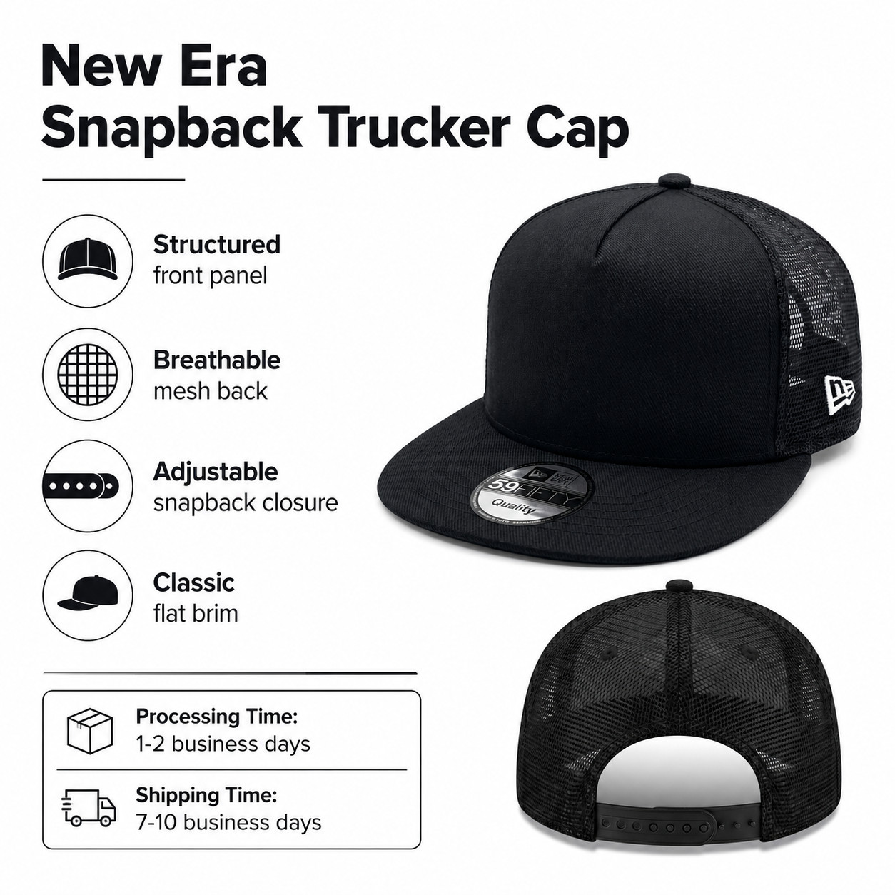 Lucchese Embroidered Trucker Hat Black Mesh Snapback Flat Bill Cap