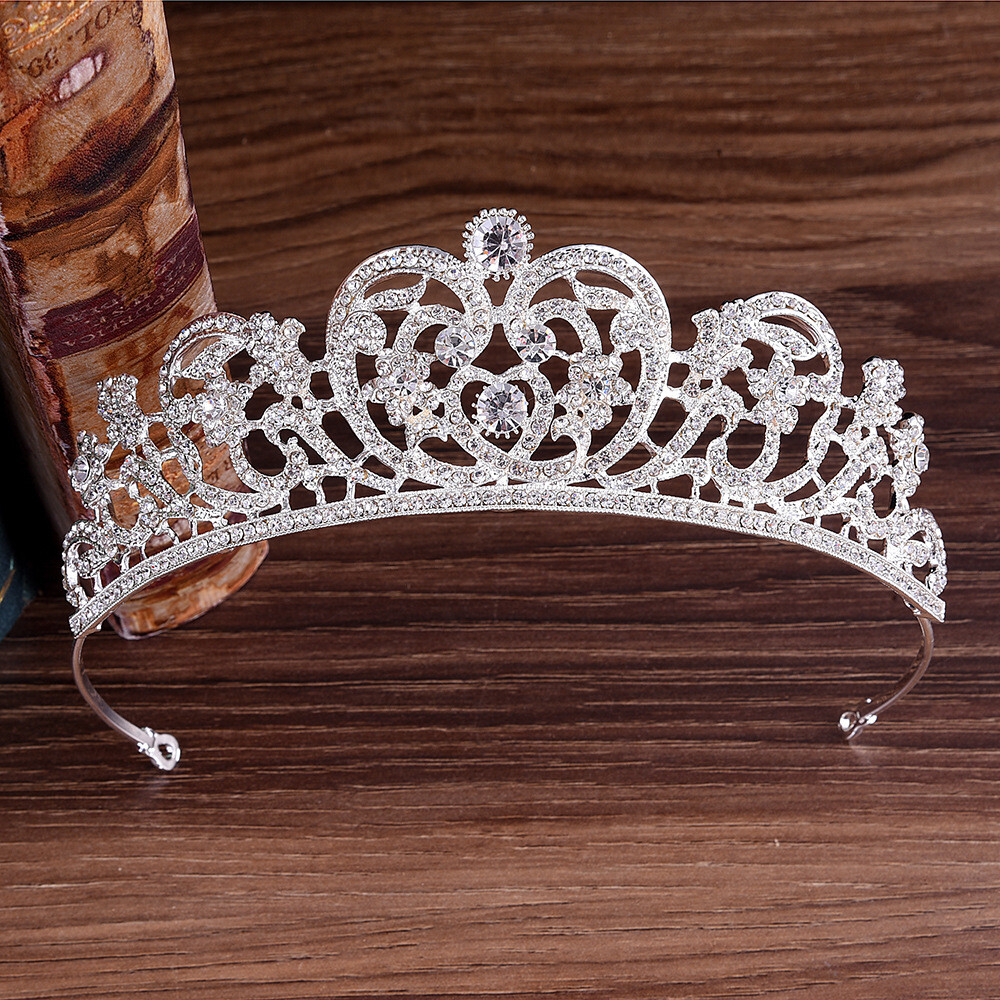 4.8cm Tall Princess Diana Crystal Tiara Crown Wedding Bridal Queen Prom 2 Colors