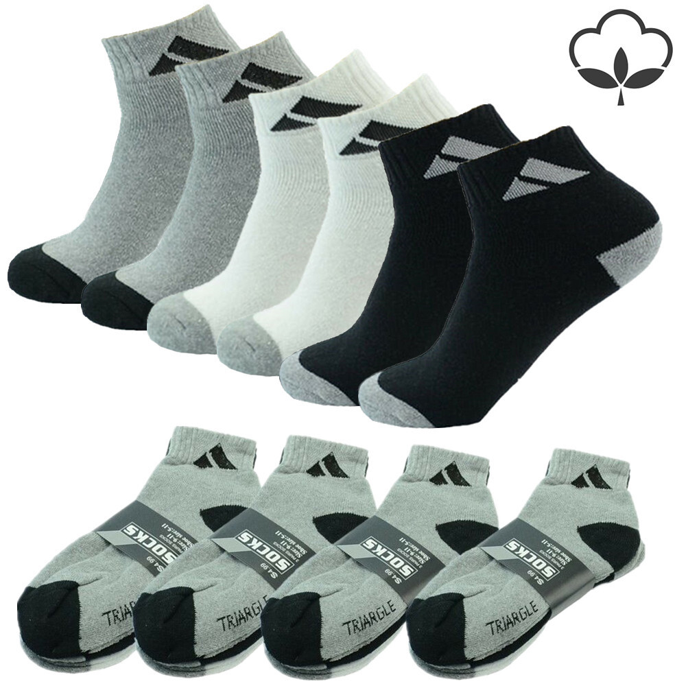Adi 6 Pairs Sport Ankle Quarter Crew Men Socks Cotton Low Cut Size 9-13