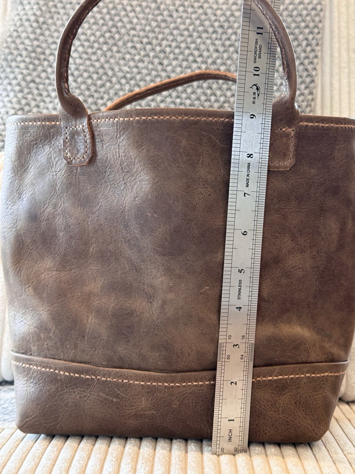 Hand Stitched Genuine Leather Small hand tote Bag