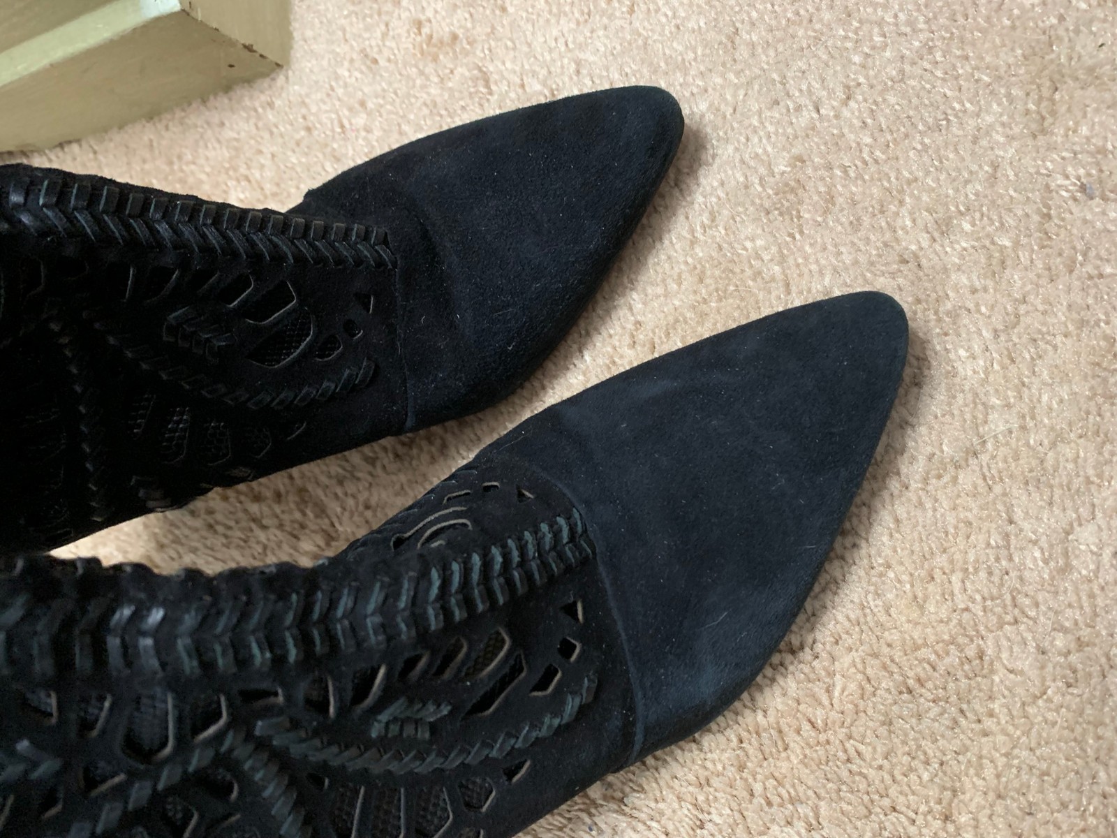 Antonio Melani Chrystian Suede Leather 3.5 Inch Heels Boots Black Size 8.5