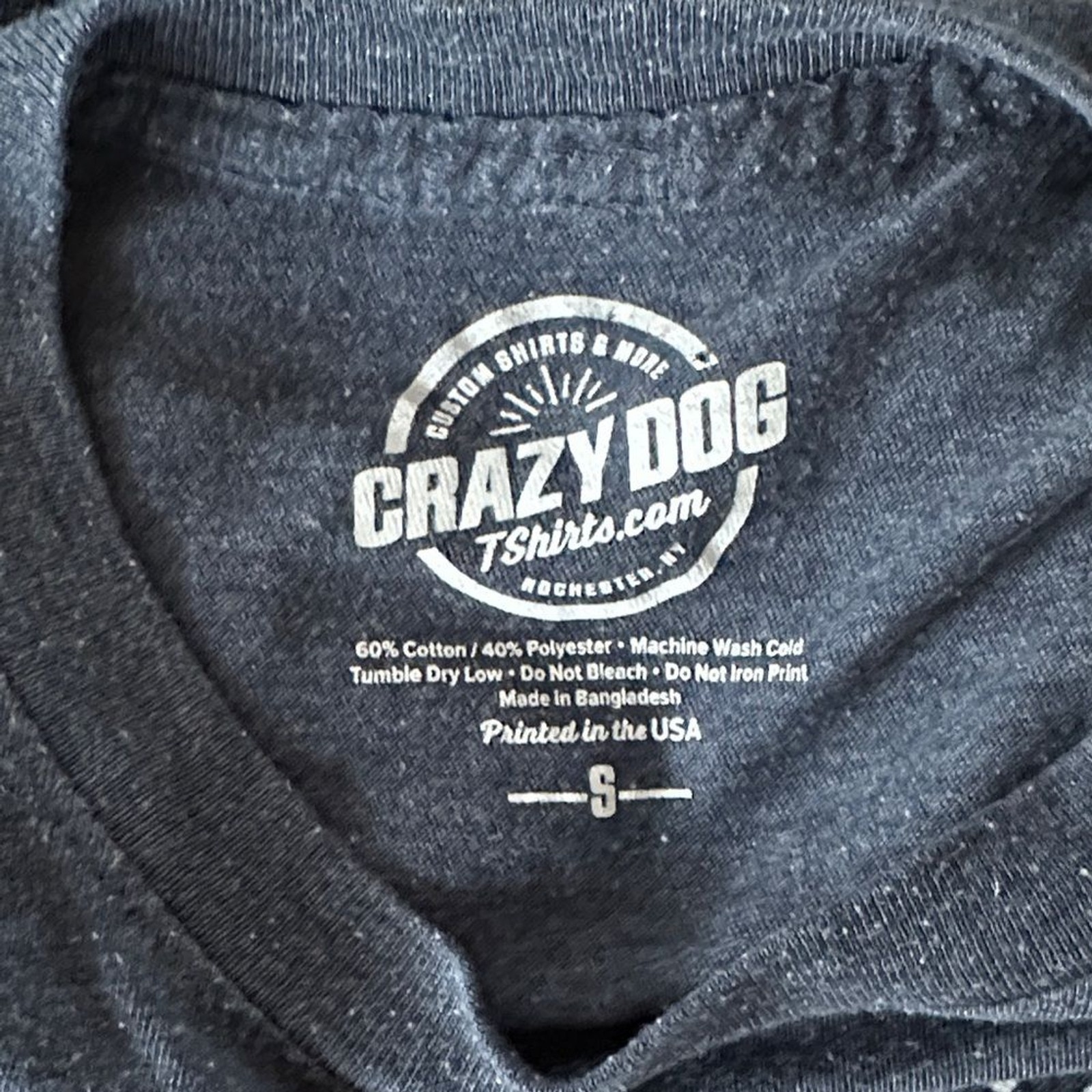 Crazy Dog Navy Blue Tee Shirt Funny Novelty Graphic T-Shirt Small