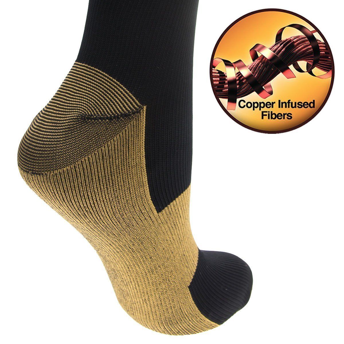 5 Pairs Copper Compression Socks 20-30mmHg Graduated Support Men’s Women’s