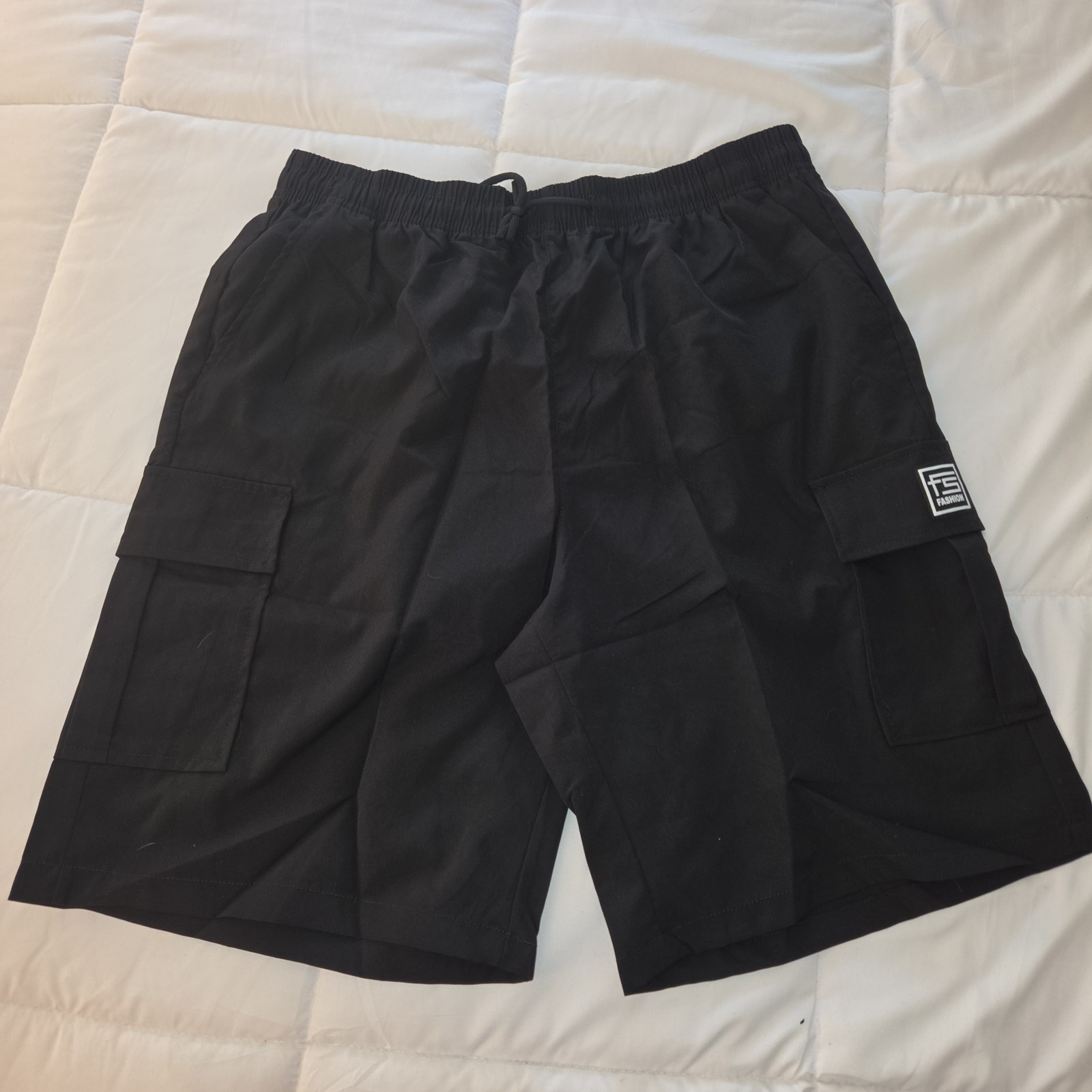 FS Fashion Men’s Solid Cargo Shorts Drawstring Pockets Polyester XL NWT