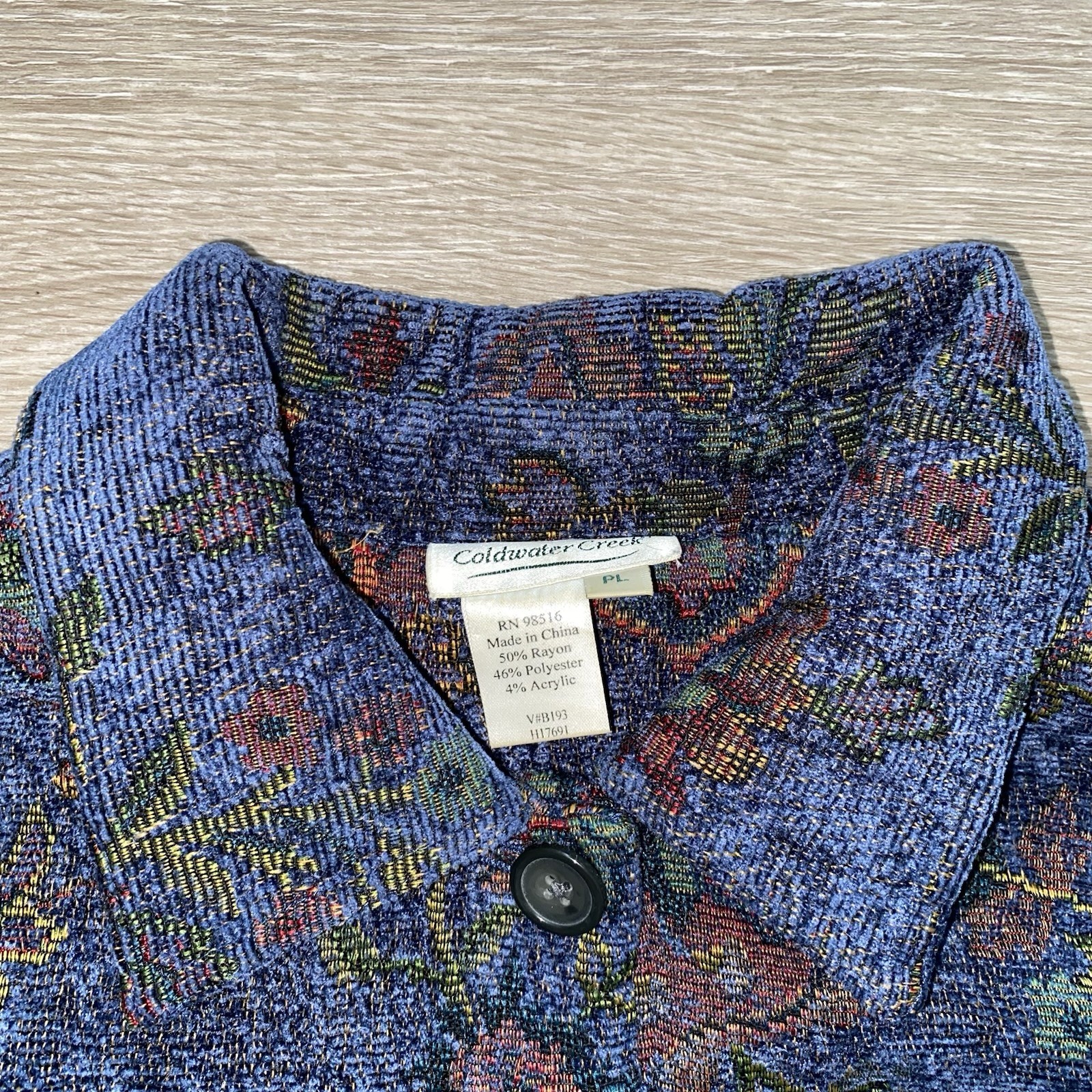 Vintage Coldwater Creek Floral Tapestry Jacket Women’s Petite L Boho Art To Wear