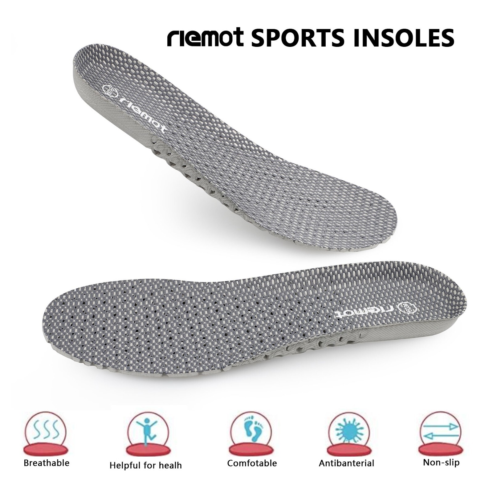 Breathable Shoe Insoles For Men Sport Inserts Water Shoes Sneaker Replace Insole