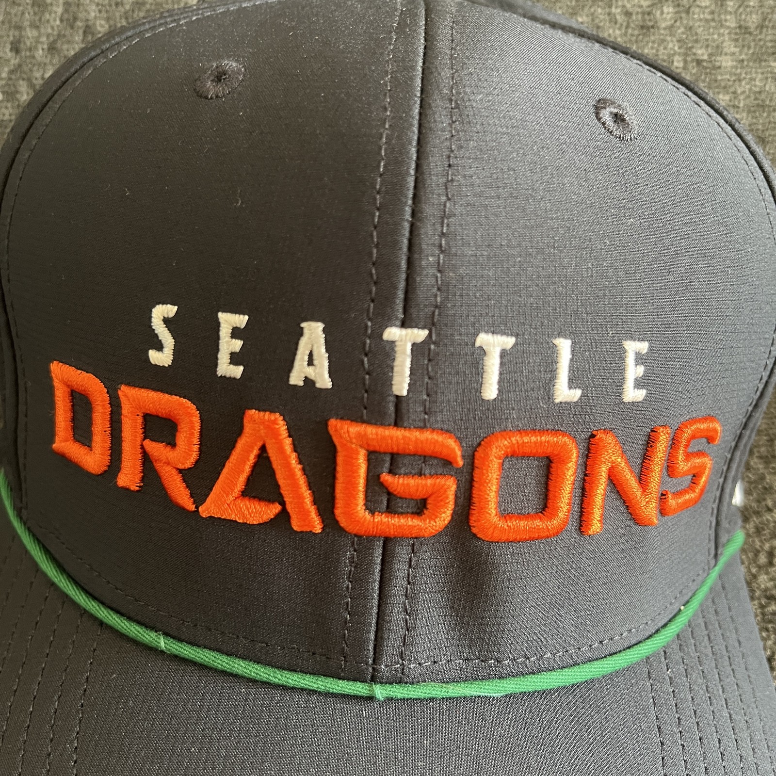 ’47 Football Seattle Dragons Snapback Structured Adjustable Grey Orange Green Ba