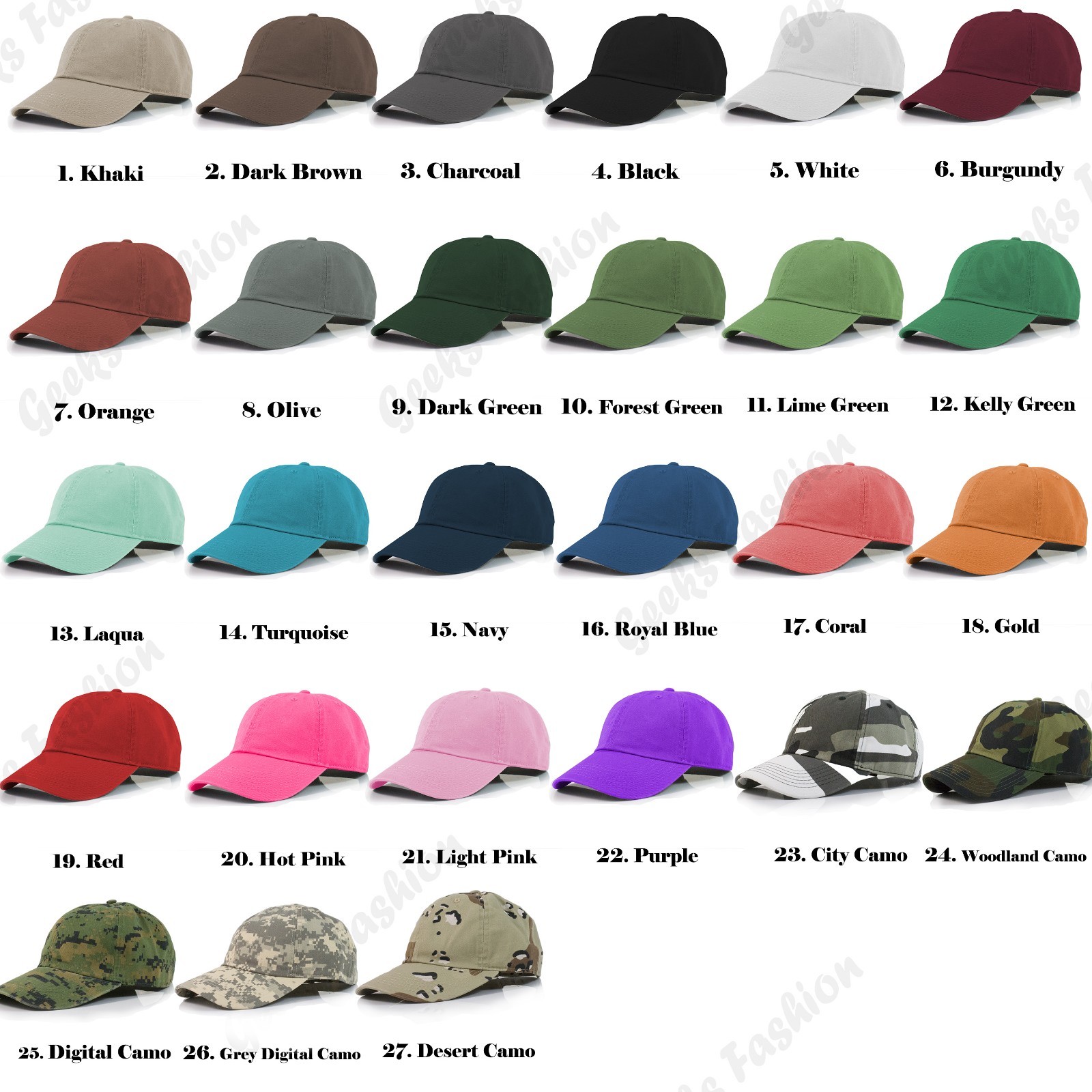 Plain Adjustable Military Solid Washed Cotton Polo Style Baseball Cap Caps Hat