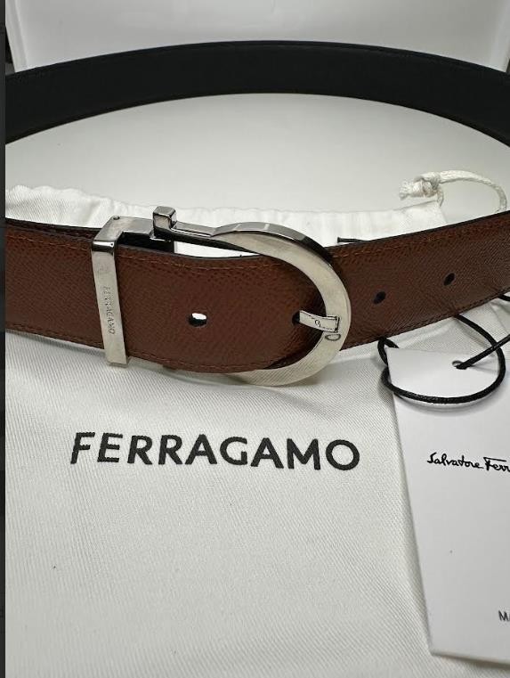 SALVATORE FERRAGAMO TAN & BLACK REVERSIBLE MENS BELT