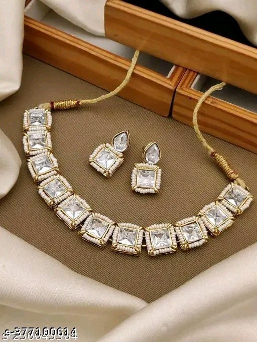 Indian Bollywood Gold Plated Kundan Choker Bridal Necklace Earrings Jewelry Set