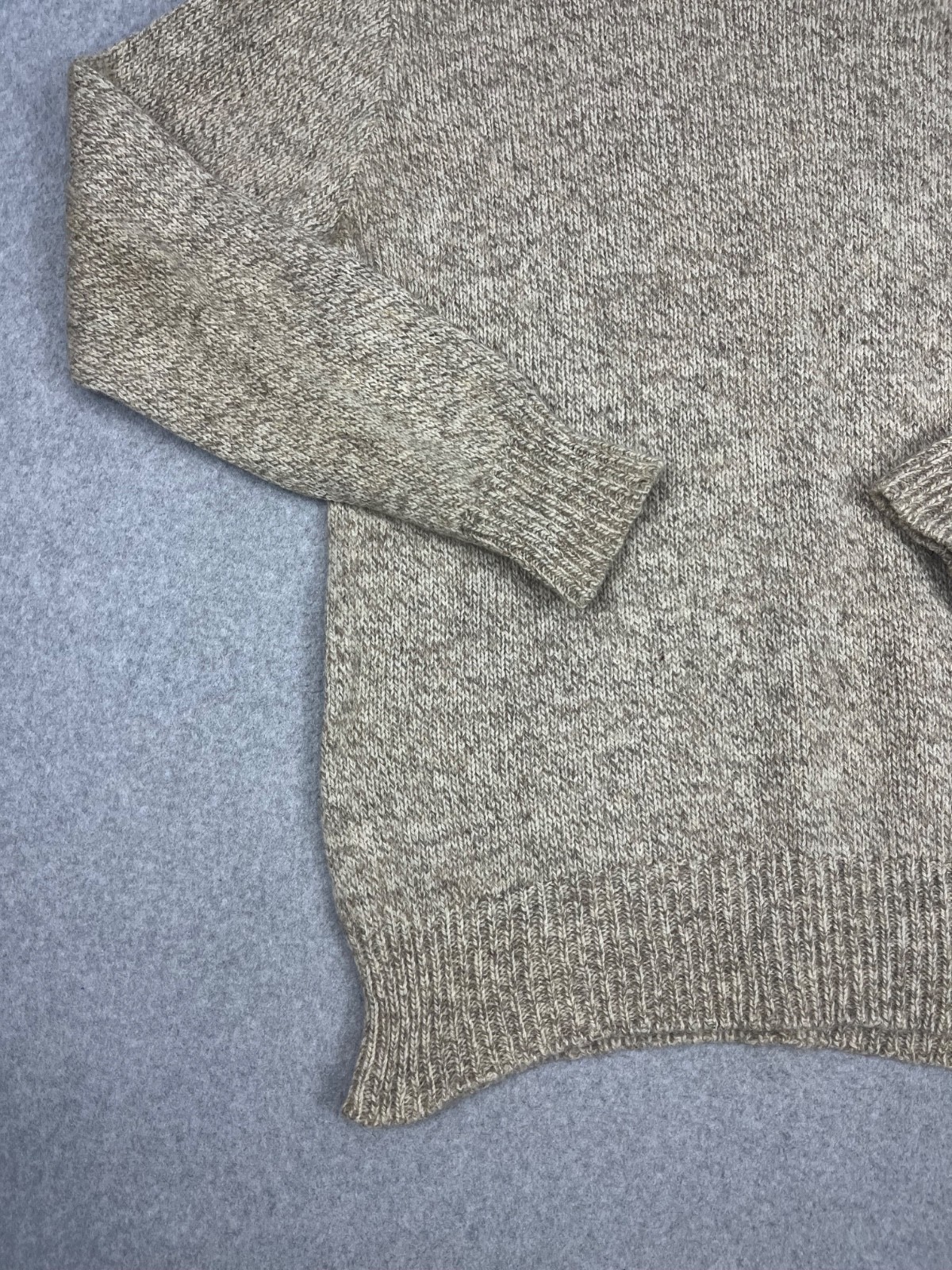 Vintage LL Bean Sweater Mens 2XL Tan Wool Fisherman 90s Crew Neck Pullover