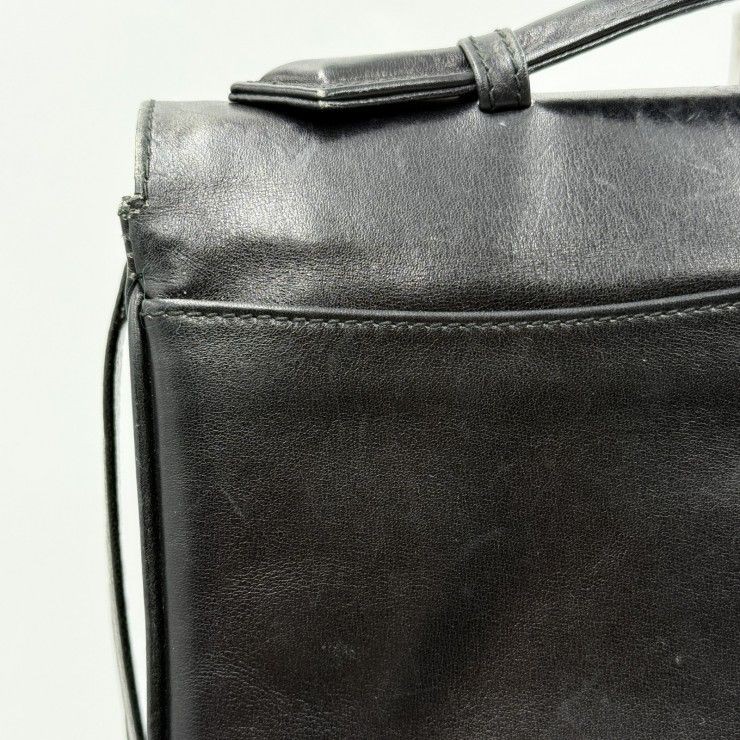 CELINE (Celine) Carriage Hardware Vintage Shoulder Bag Leather Black Gold Hardwa