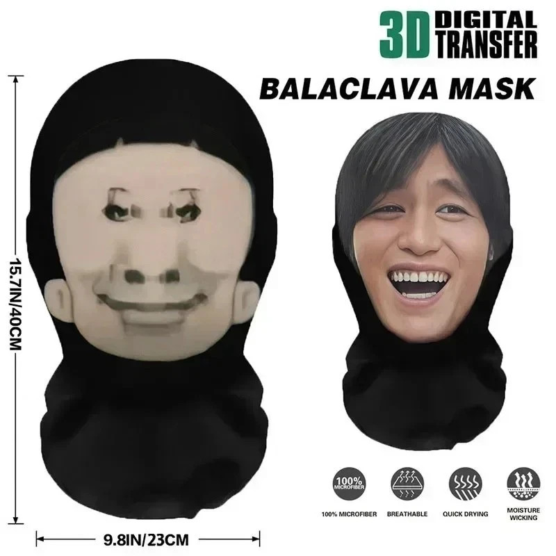 3D Mr Bean Face Mask Realistic Printed Stretch Mesh Costume Fancy Dress Unisex