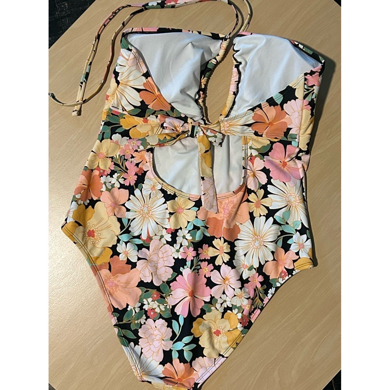 Shade & Shore One-Piece Swimsuit with Peach and Yellow Floral Blooms