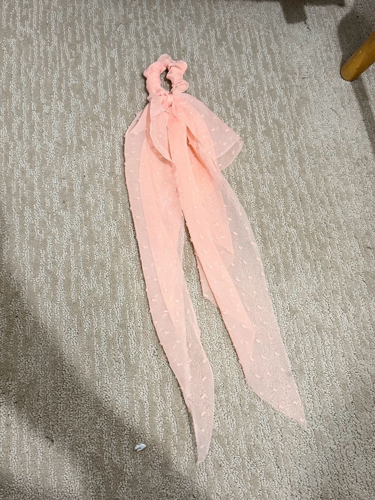 Hair Clips Pink Swiss Dot Chiffon Ribbon Scrunchie 1PCS #1