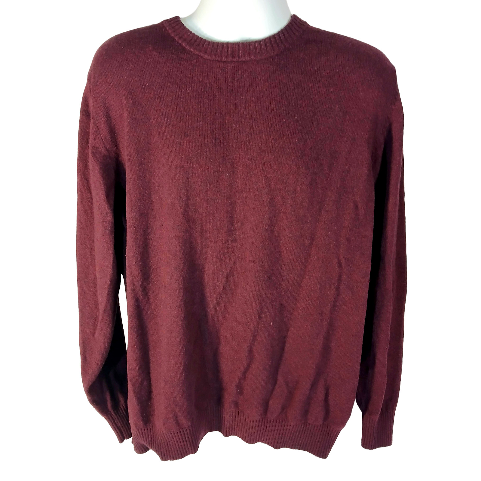 LL Bean Sweater Mens XL Tall Burgundy Crewneck Lambswool Blend Casual Outdoor