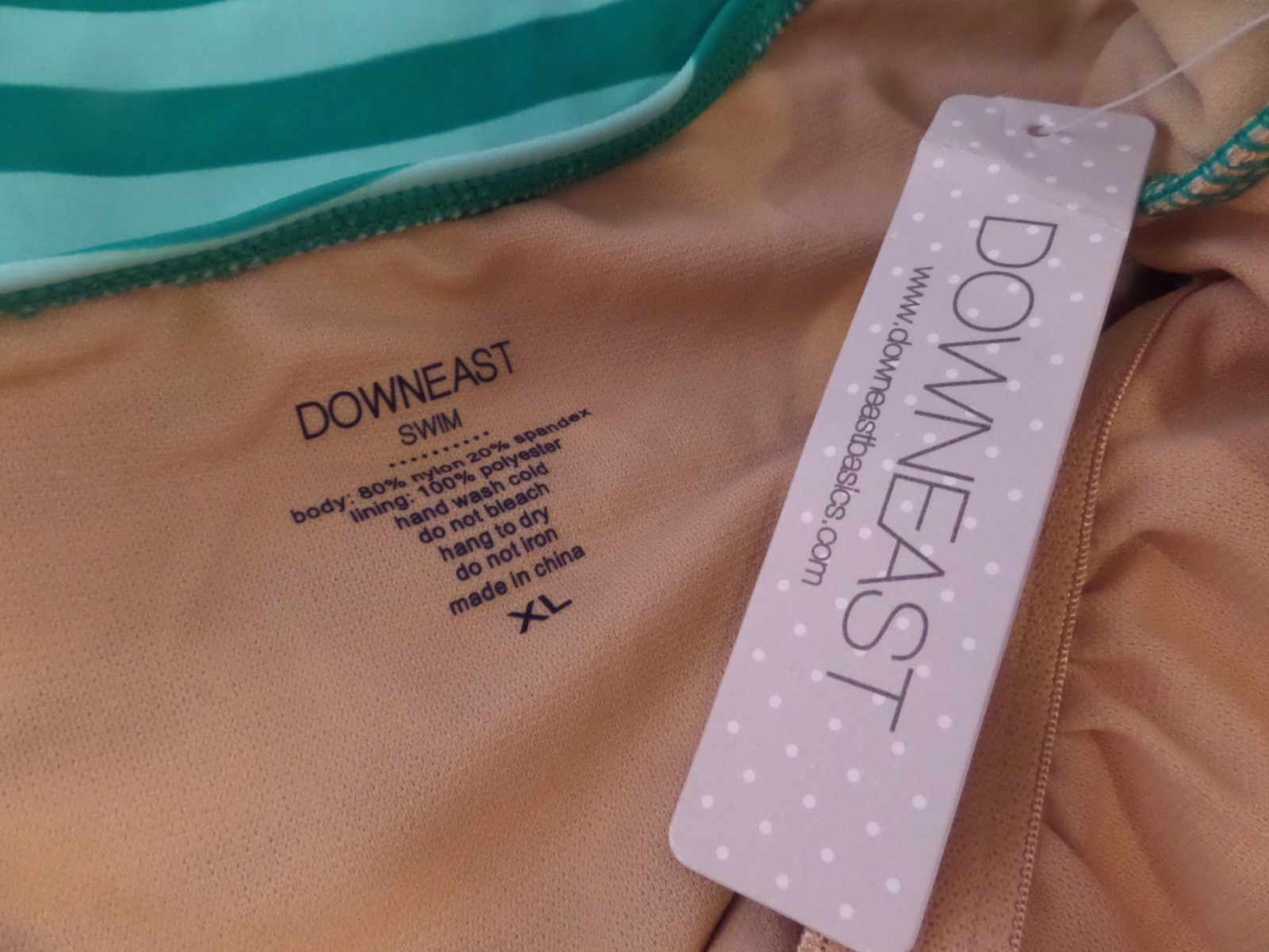 NWT Downeast Basics Cabana Stripe 1pc Spearmint Stripe Swimsuit sz XL