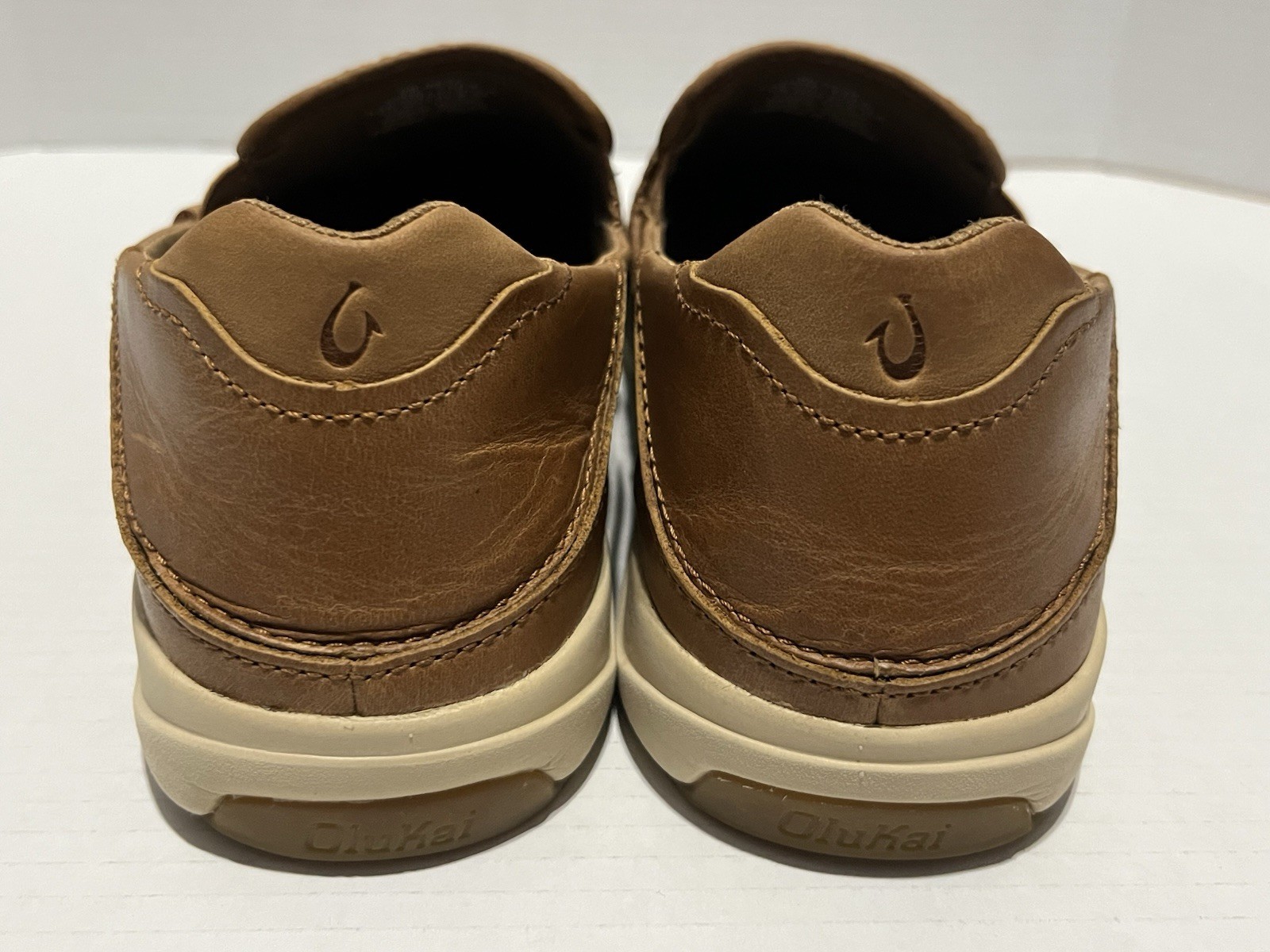 OluKai Lae’ahi Lauhala Brown Woven Leather Slip-On Casual Shoes Mens US 10 EU 43