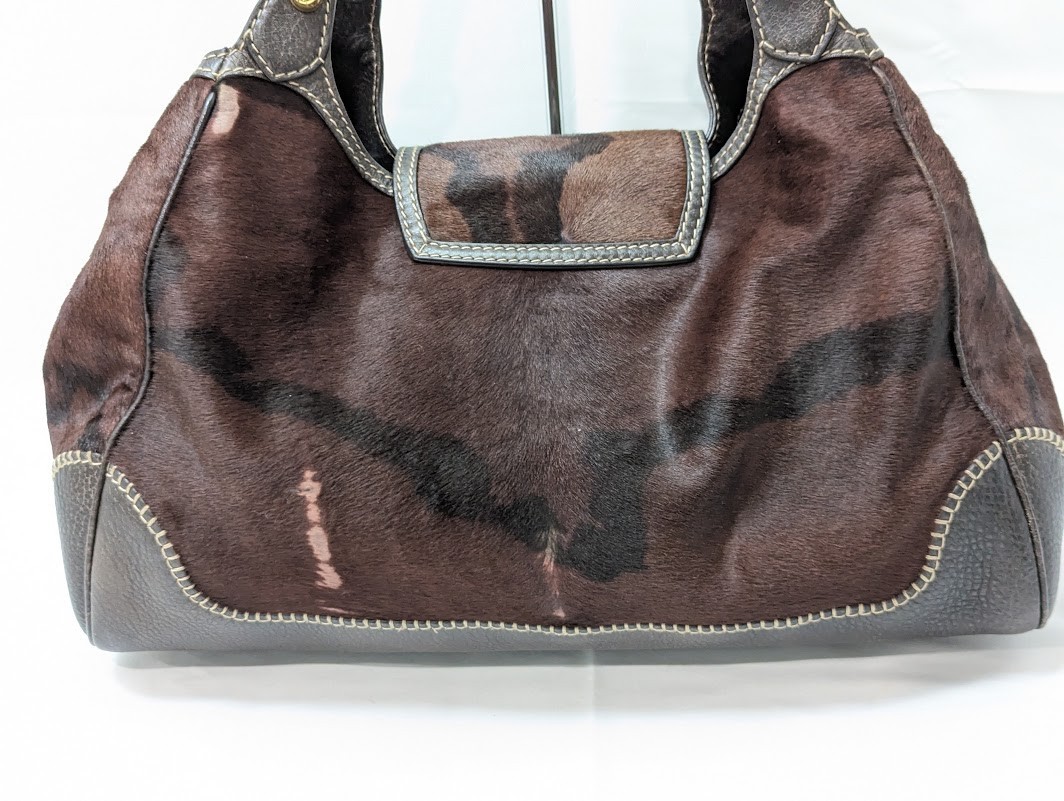 Gucci Pelham Horsebit Harako Shoulder Bag Dark Brown 223958 Women’s Auth