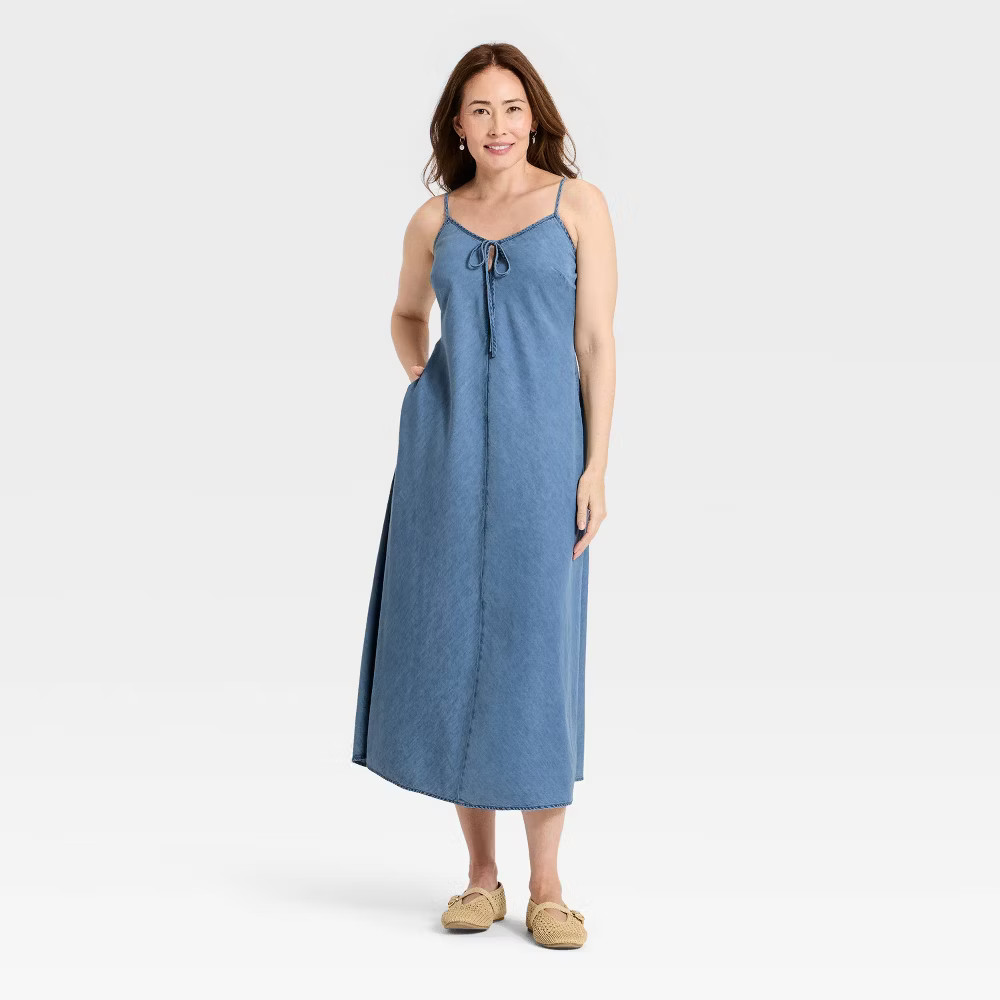 Women Chambray Maxi Sundress – Universal Thread Blue S