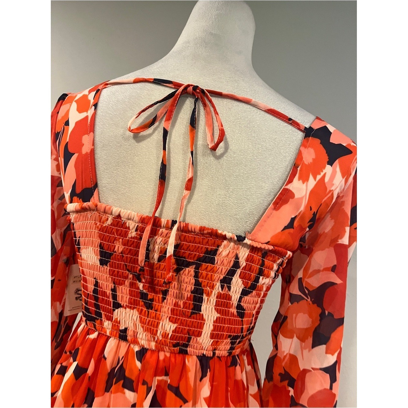 Floral V-Neck Long Sleeve Midi Dress size Extra small