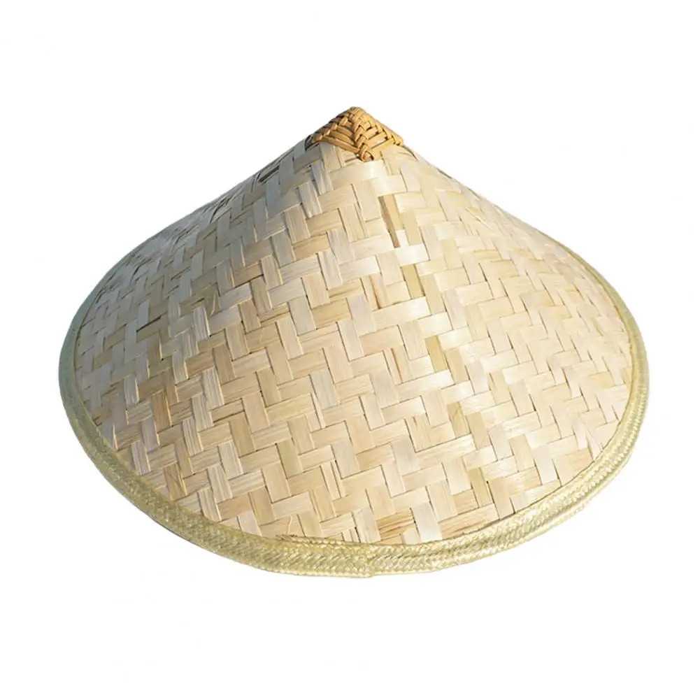Bamboo Hat with Adjustable Drawstring Breathable Mesh Inner Chinese Straw Sun Ha
