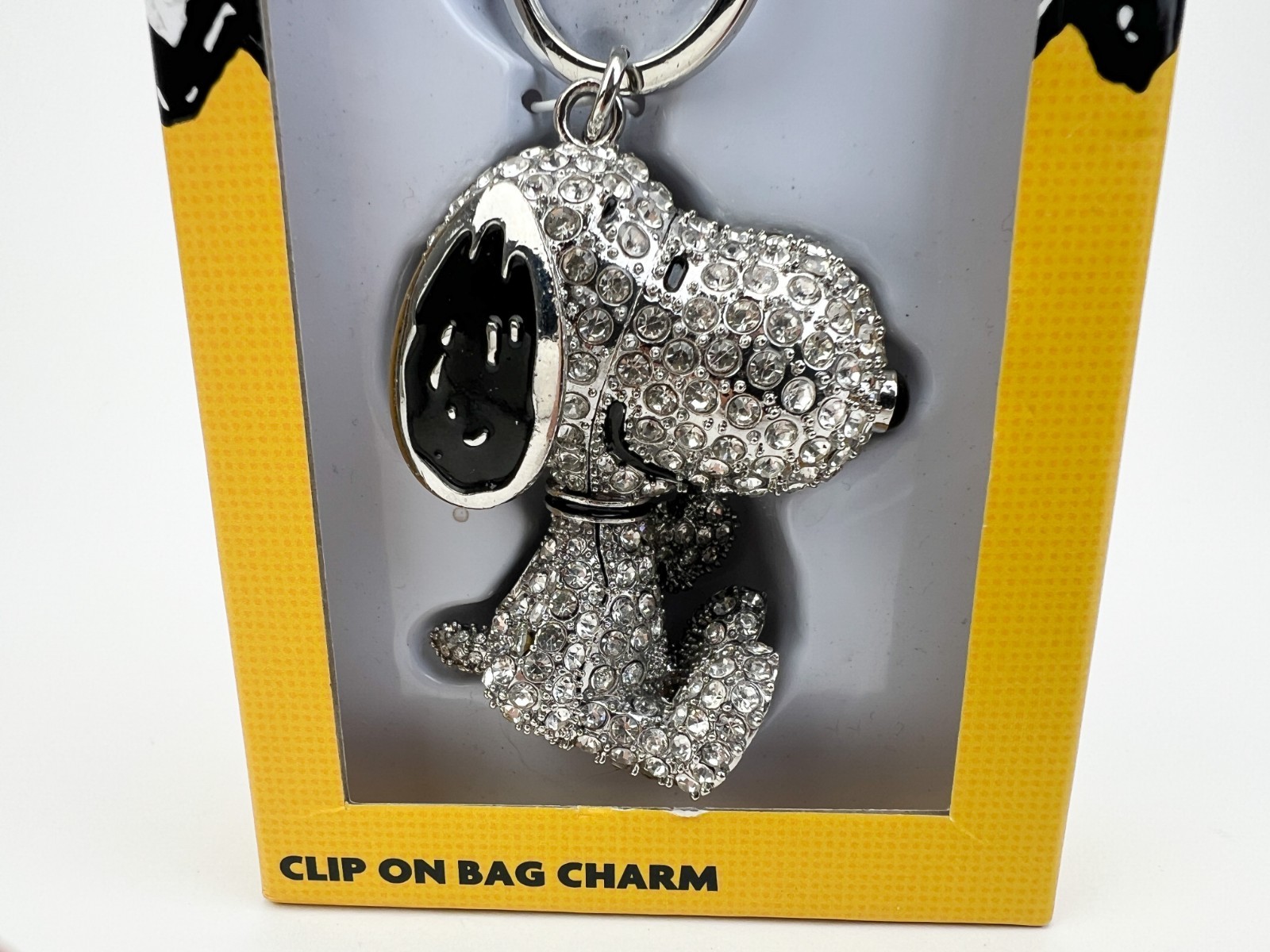NEW Snoopy Peanuts LA Rocks 3D Crystal Rhinestone Keychain/Clip On Bag Charm NIB
