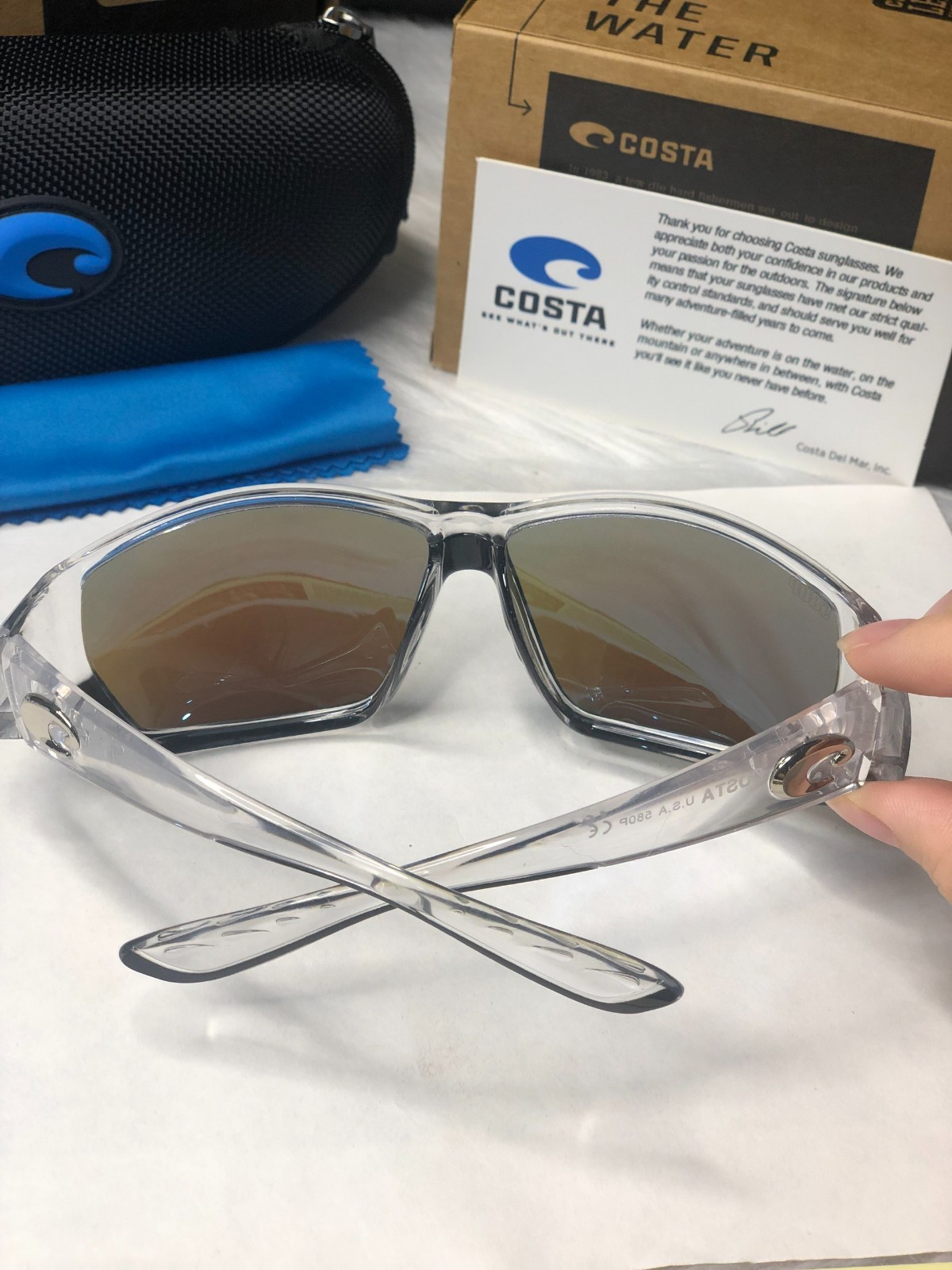 New In Box Costa Del Mar Crystal Blue Mirror 580P Polarized Sunglasses UV