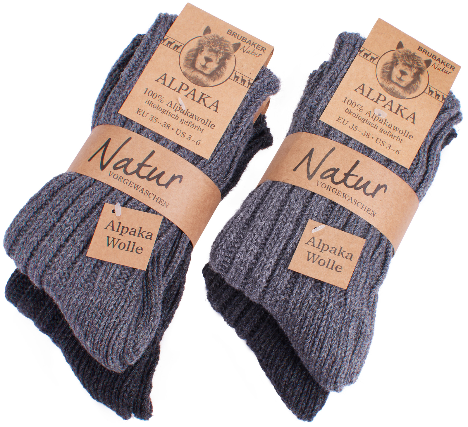 BRUBAKER Men’s Women’s Alpaca Wool Socks Winter Socks for Men Women 4 Pair Pack