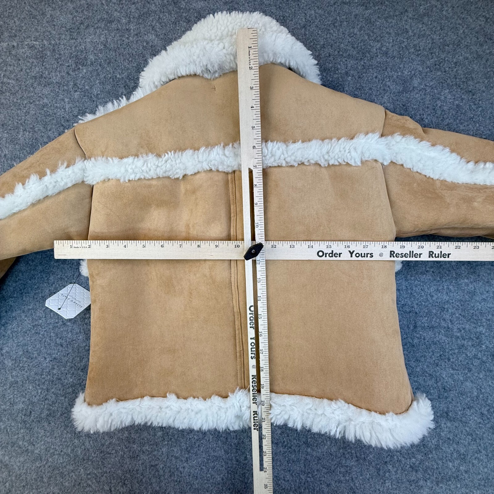 NEW Altar’d State Faux Fur Coat Womens Medium Tan Camel Brown Button Faux Sheep