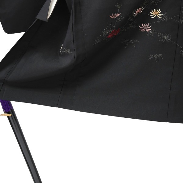 flower Synthetic fiber Haori Black Painting Haori polyester black Women