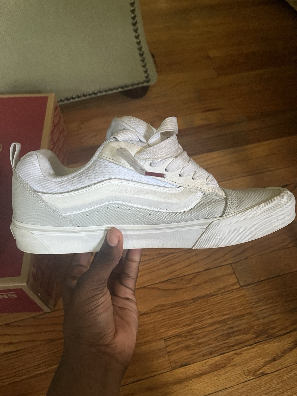 VANS Knu-Skool Retro Skate White/Red Gray Sneaker