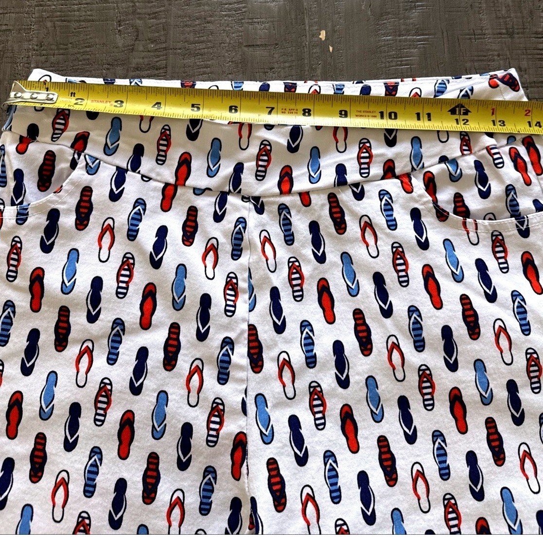 Jessica Riley Womens PM White Red Navy Flip Flop Crop Pull On Pants Tulip Hem