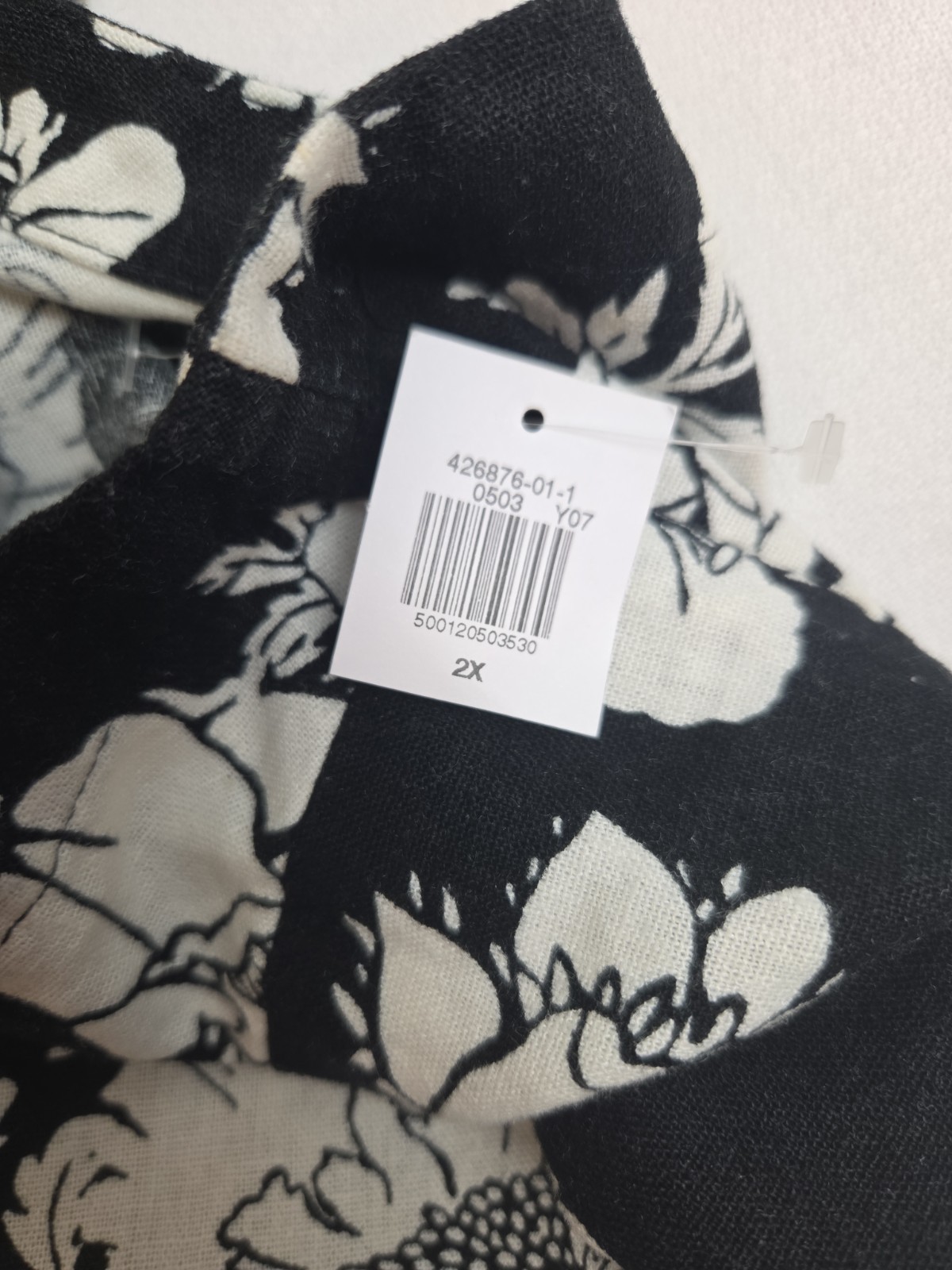 Old Navy Womens Linen Blend Crop Tank Top Size 2X Black/White Floral