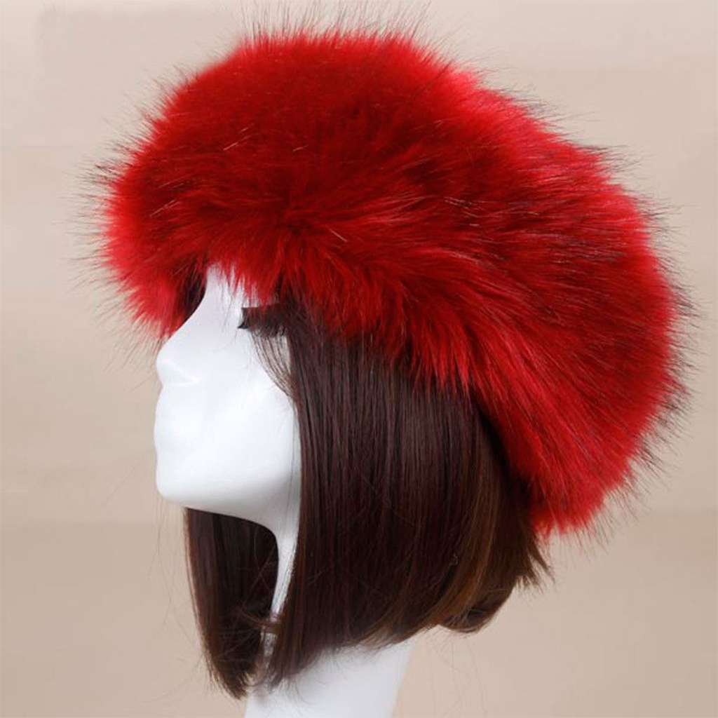 Women Winter Russian Fluffy Faux Fur Headband Hat Thick Ear Warm Snow Ski Cap US