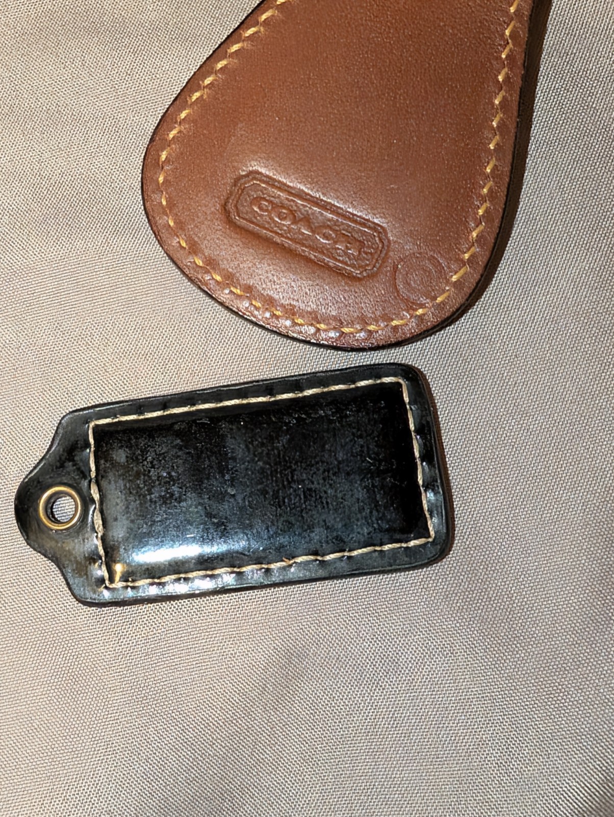 Vintage Coach Leather Key Fob & Hang Tag Lot of 2 Genuine Leather Accessories