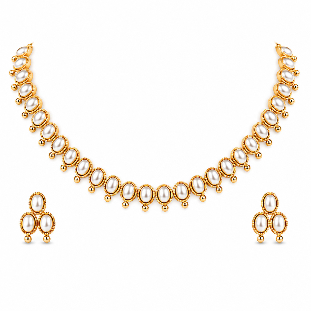 Indian Bollywood Gold Plated Kundan Choker Bridal Necklace Earrings Jewelry Set