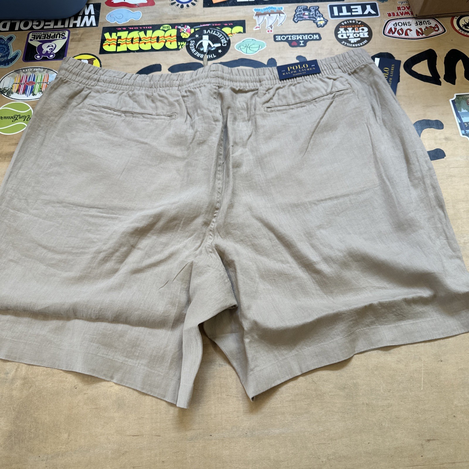 Polo Ralph Lauren Classic Fit Shorts Big & Tall Size 4XB NWT BEIGE Stretch Linen