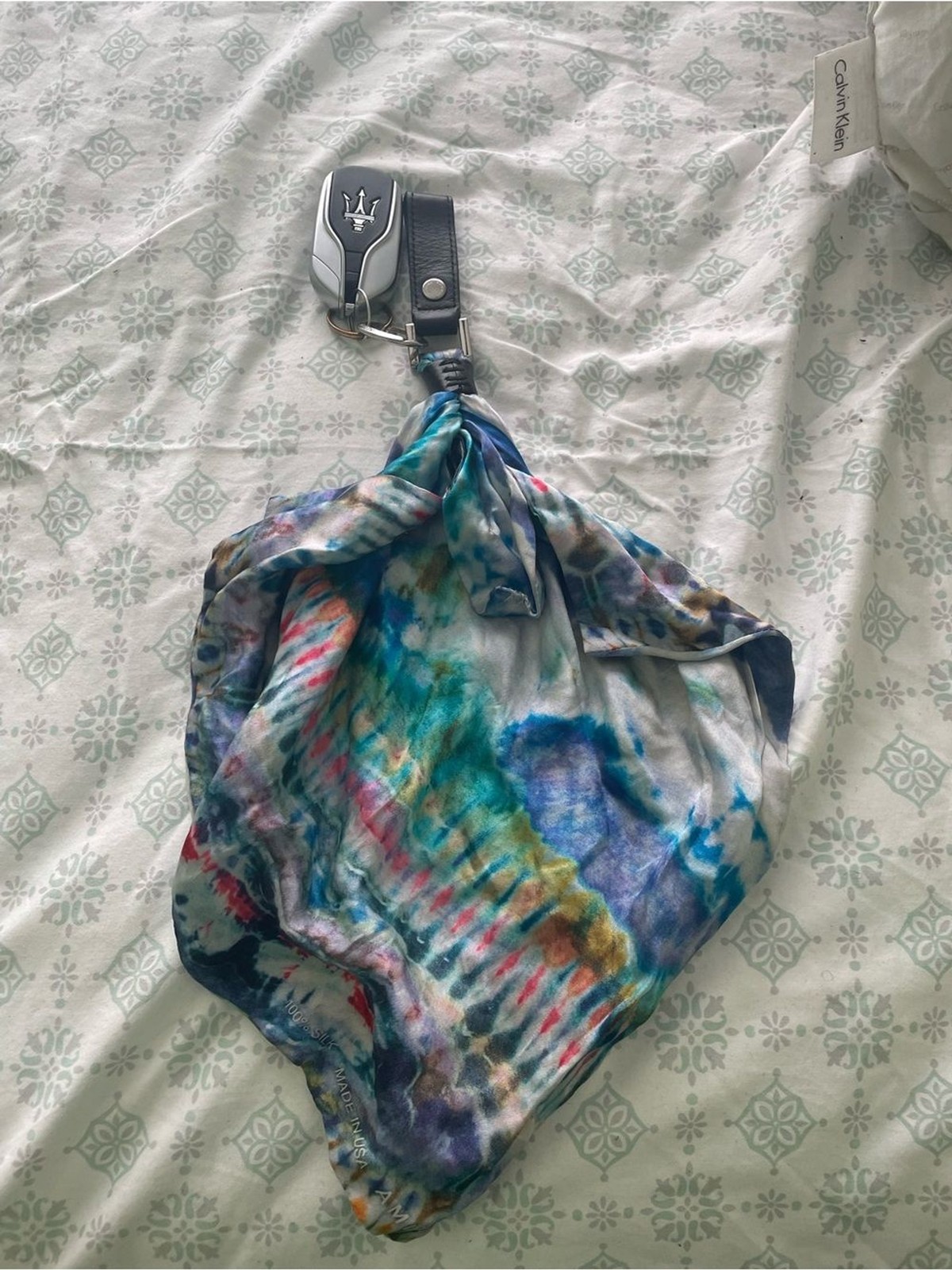 AMIRI Multicolor Tie-Dye Key Chain Scarf Accessory – Blue Purple Black