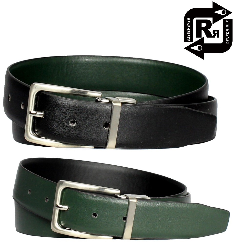 2-Pack: Men’s Genuine Leather Reversible Dress Belts – Assorted Colors