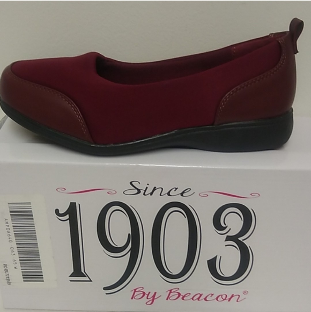 Womens Size 6.5W 1903 Beacon Comfort Shoes Burgundy Slip-on