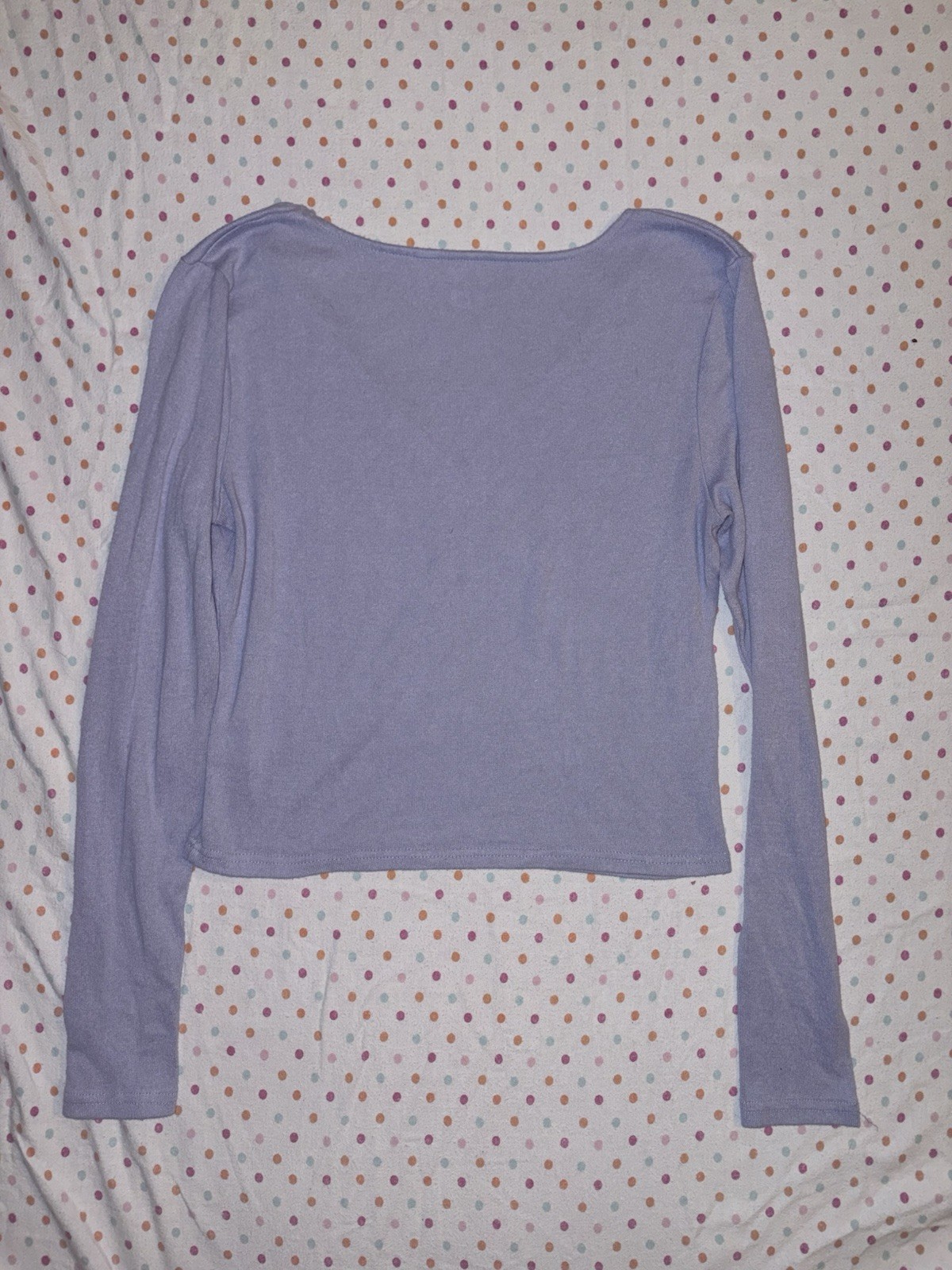 ME to WE Essentials Lavender Ruched V-Neck Long Sleeve Crop Top Women’s Large