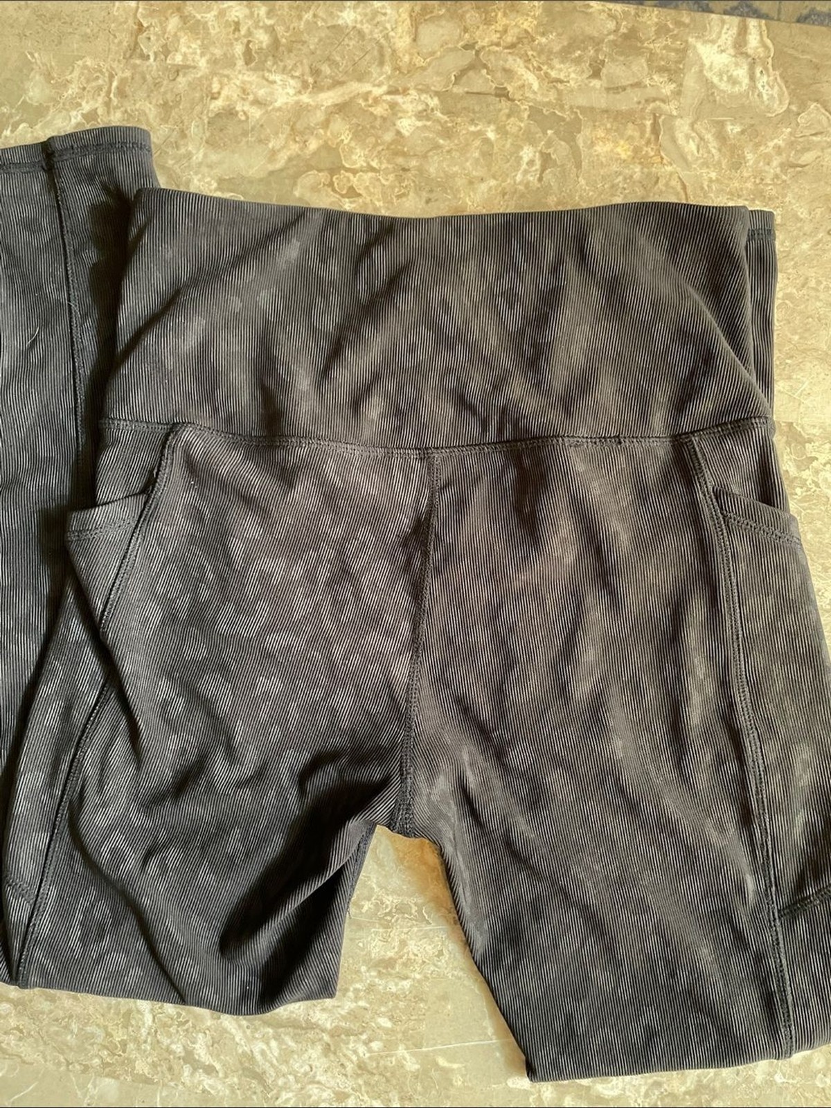 Source Unknown Black Ribbed Leggings with Side Pocket